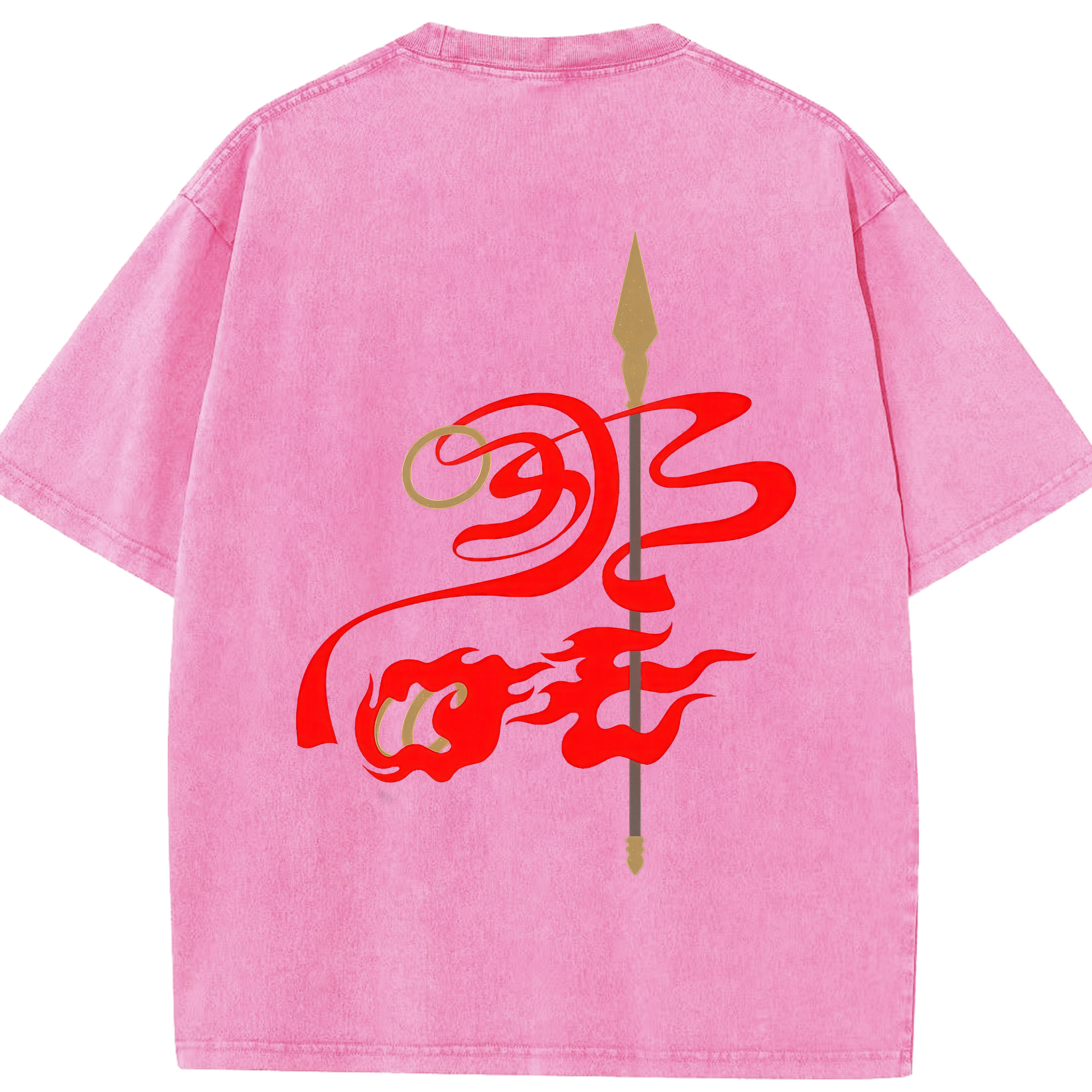 （画像用） Ne Zha 2 ナタ 魔童の大暴れ 綿100% ヴィンテージ風 半袖Tシャツ（背面プリント）